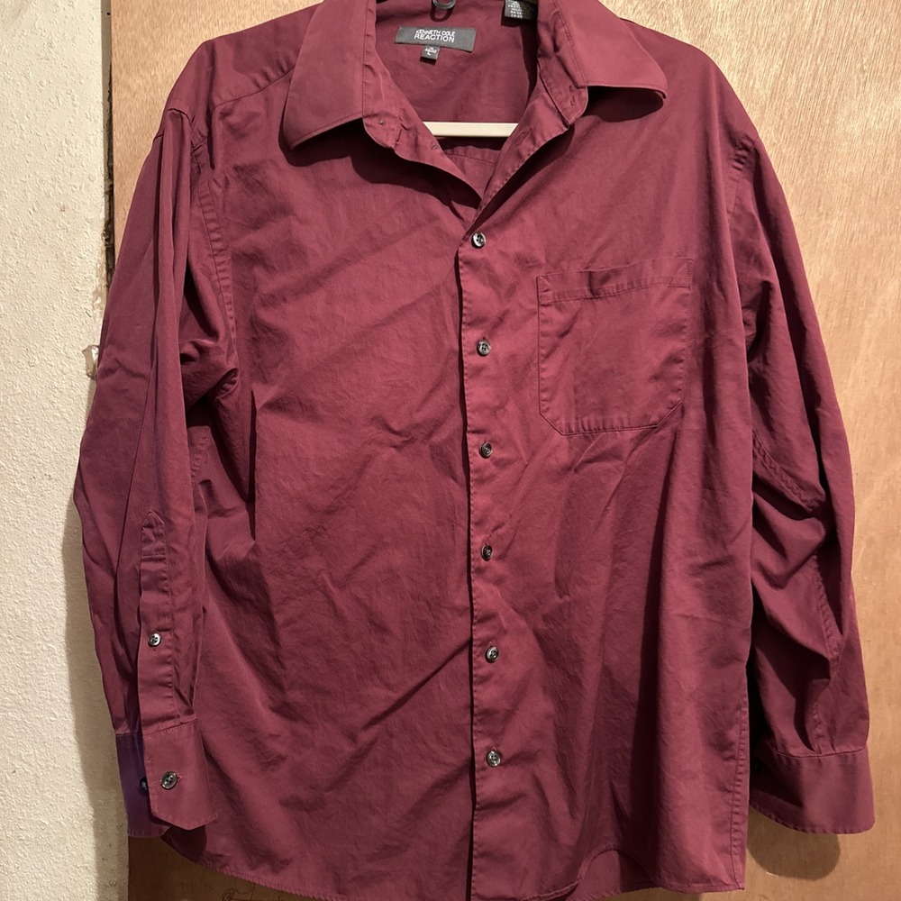 Kenneth Cole Reaction Maroon Long Sleeve Button Up Shirt Men's sz L